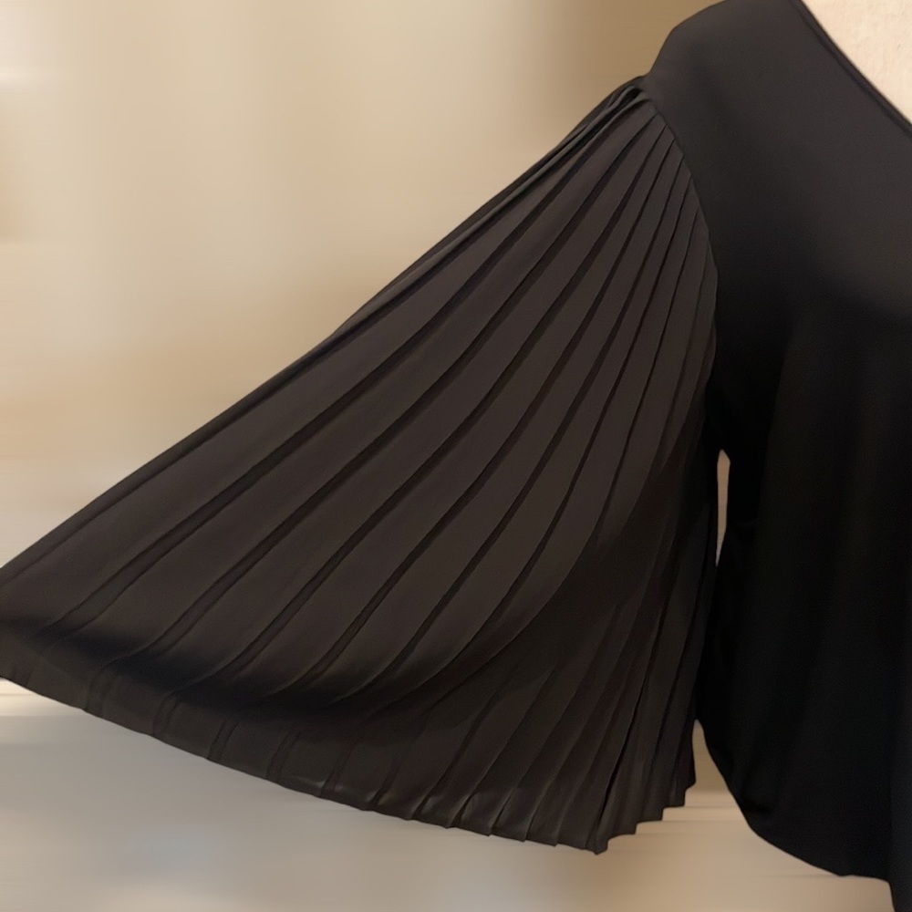 J.Jill Wearever Pleated-Sleeve Top Black L